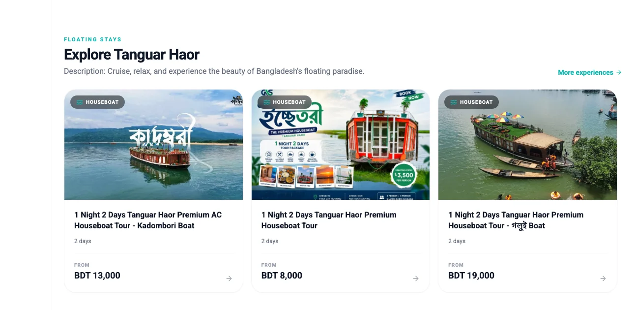 GoNStay houseboat tours on Tanguar Haor with two-day packages and prices