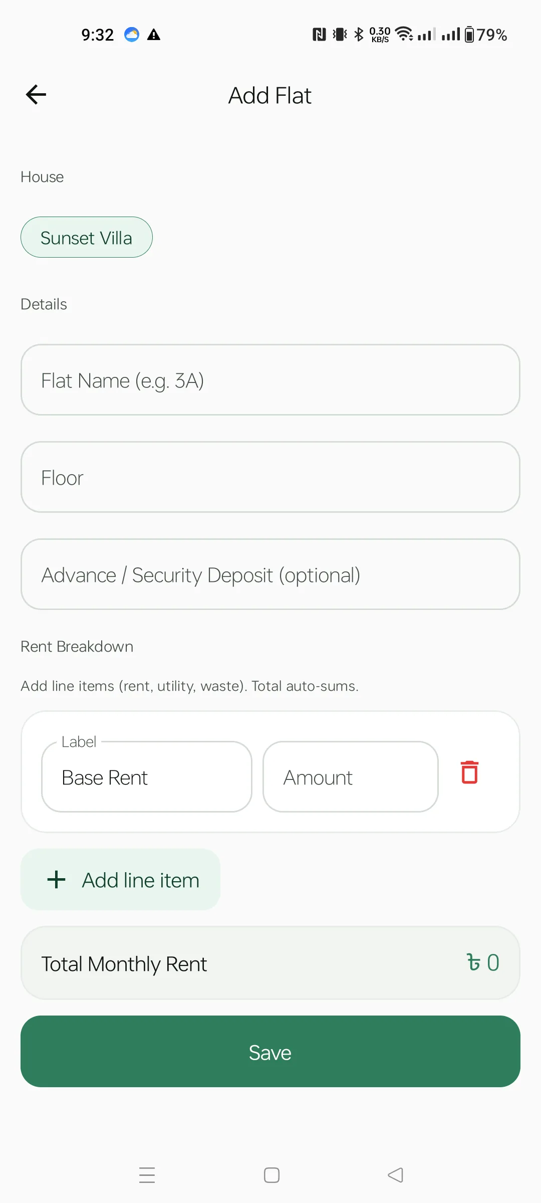 Add Flat — empty