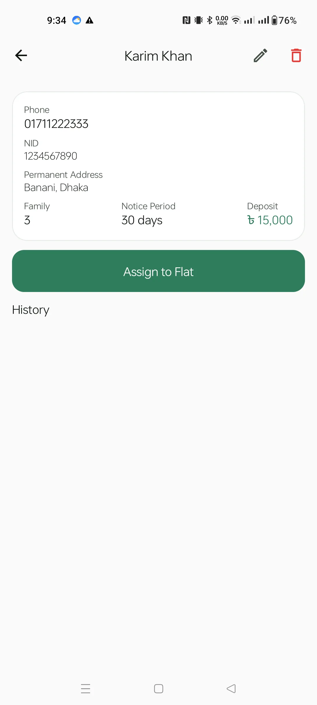 Tenant detail — no assignment