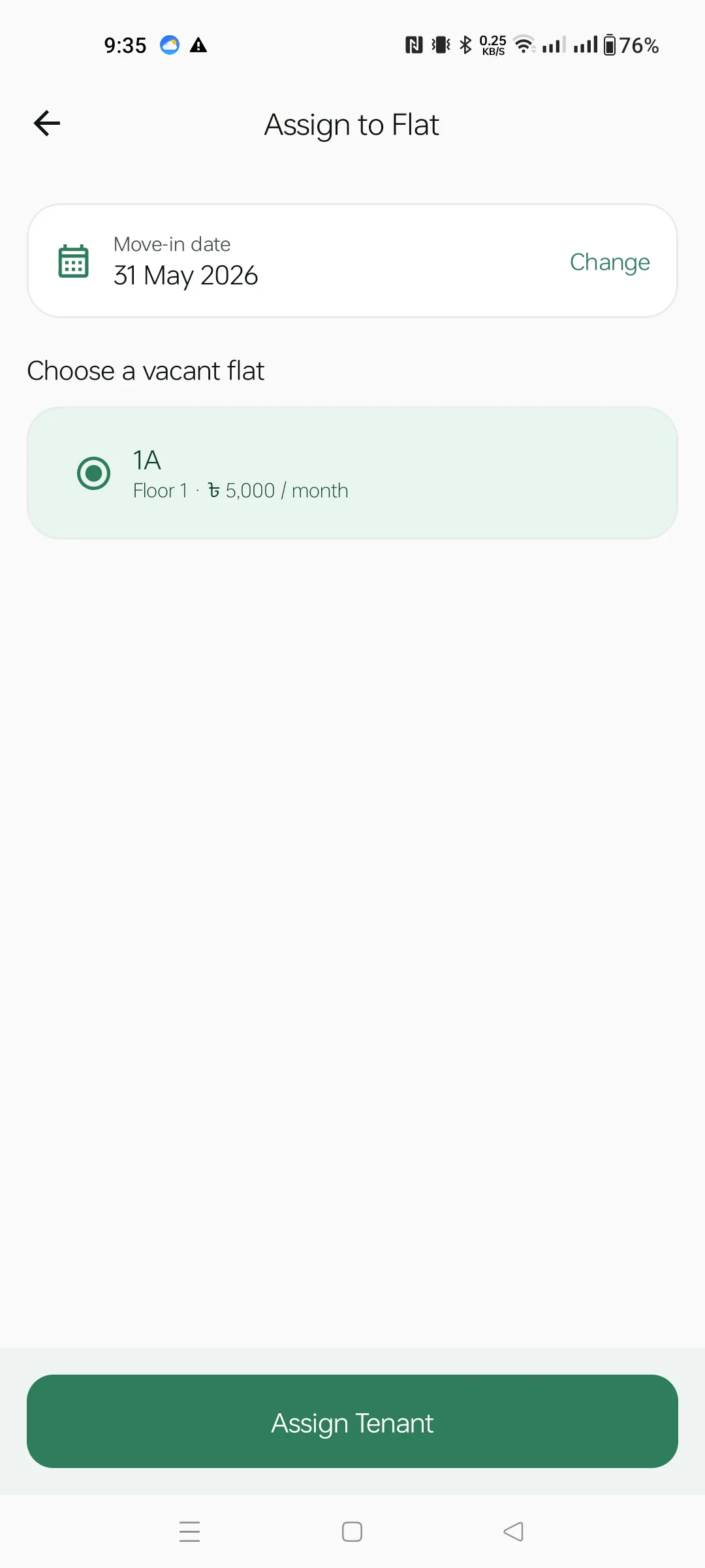 Flat selected