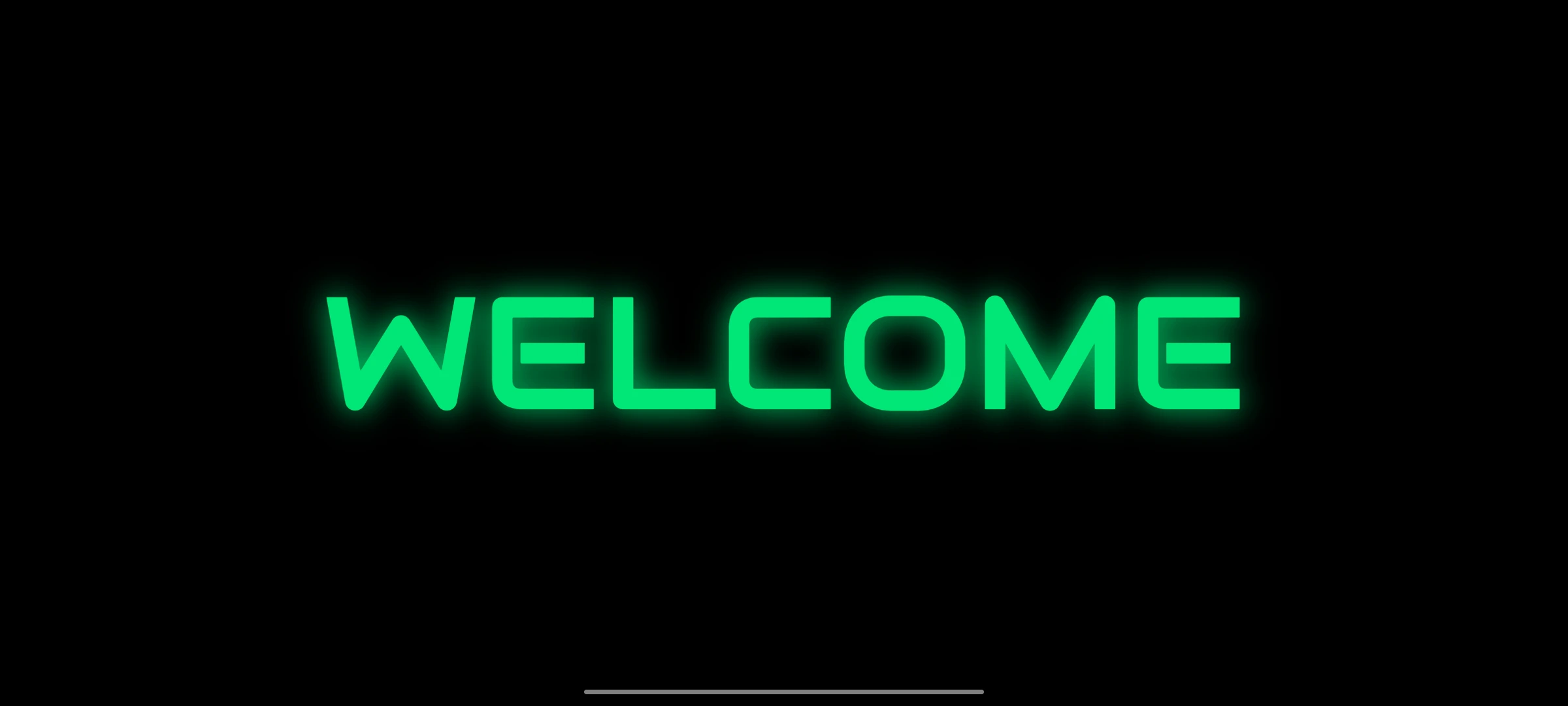 Fullscreen green WELCOME sign