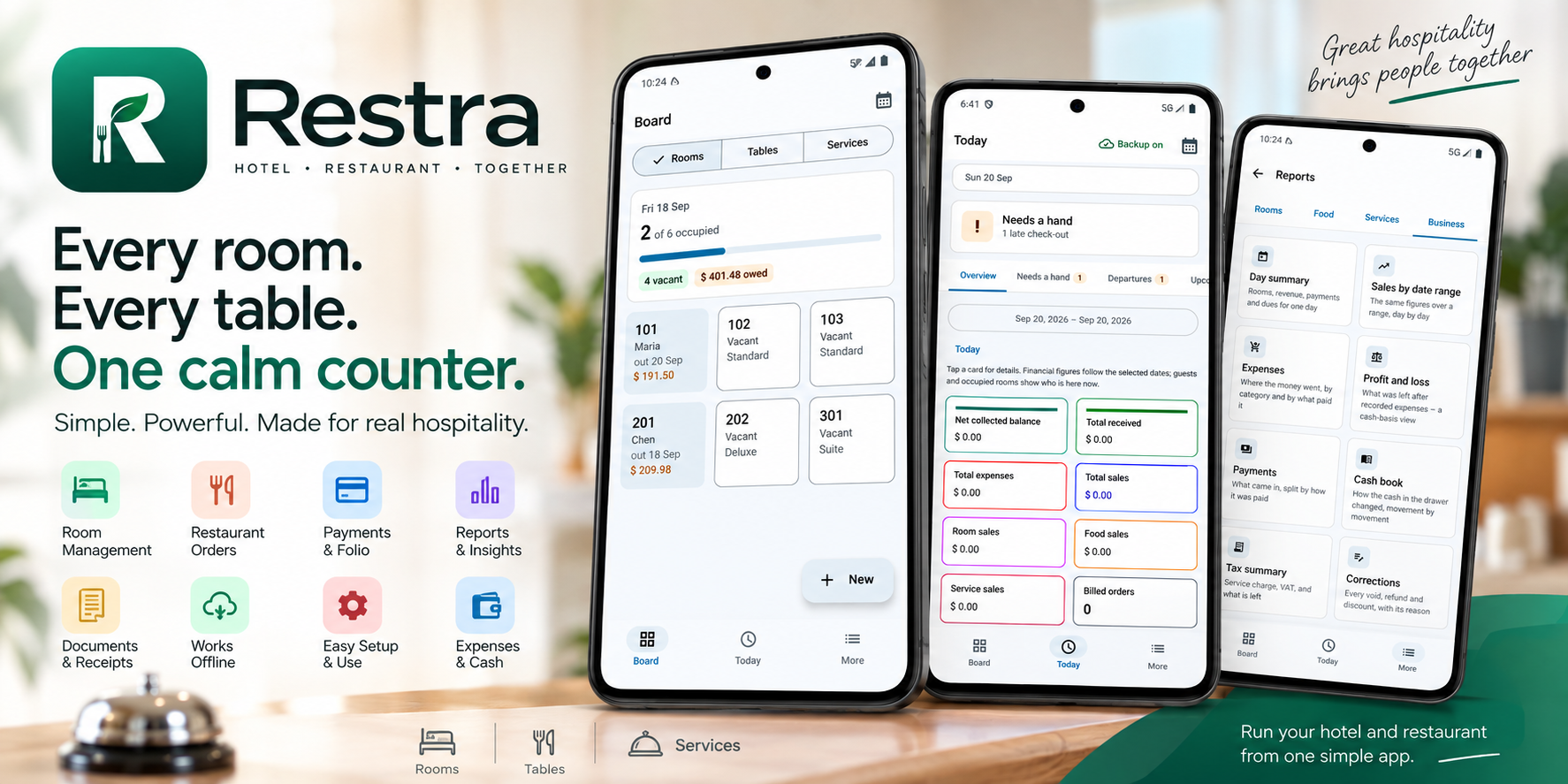 Restra hotel and restaurant management app