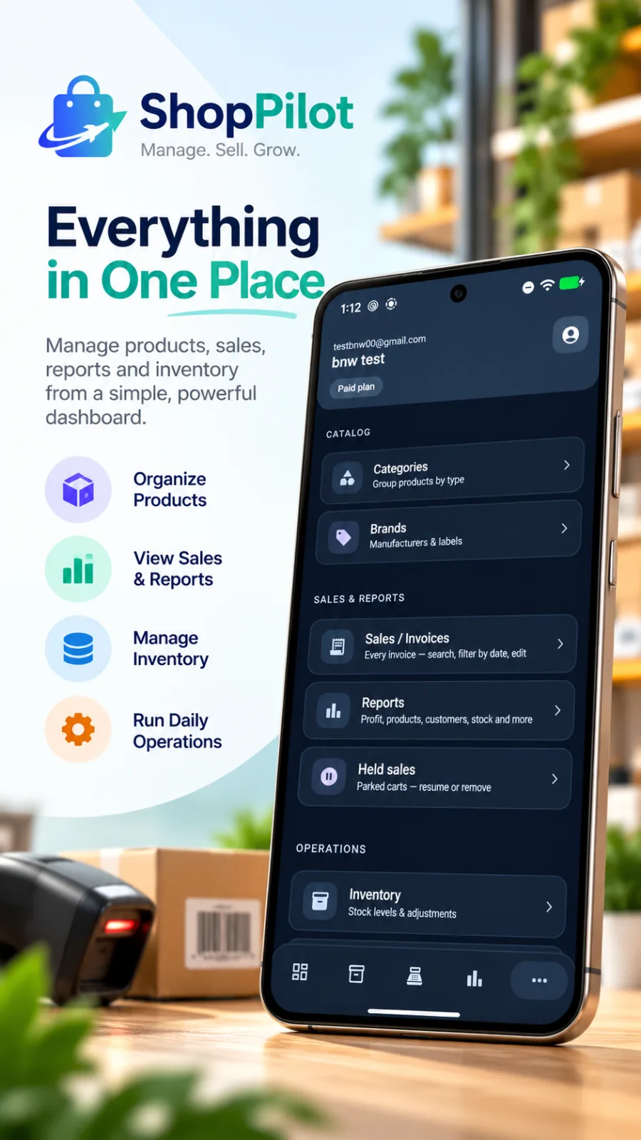 ShopPilot business management menu