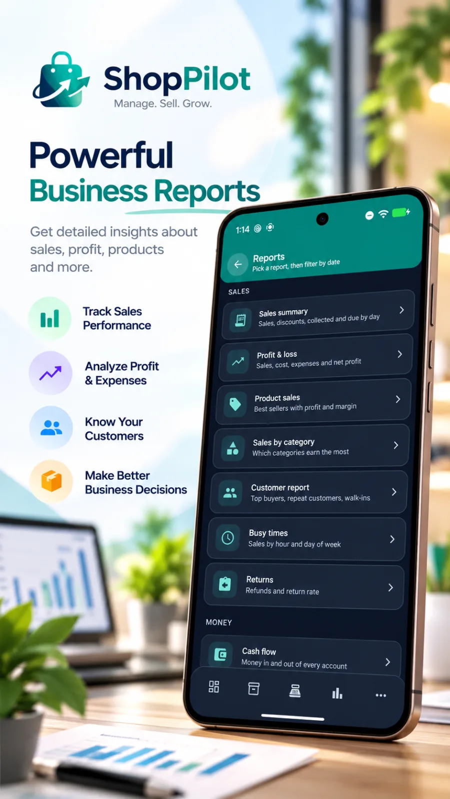 ShopPilot sales and profit reports