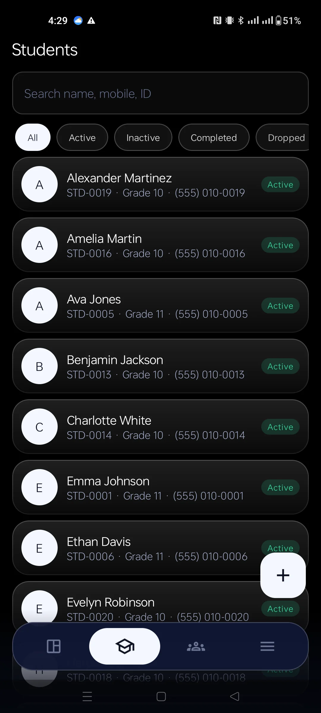 TutorDesk students list